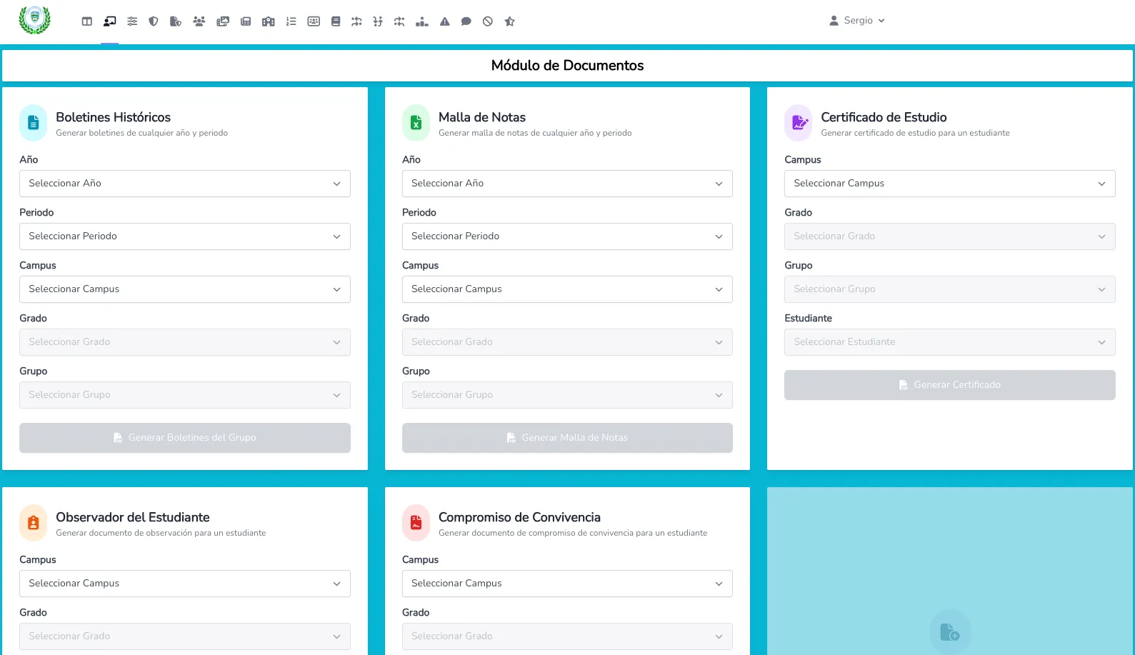Academic software module for school grades and documents