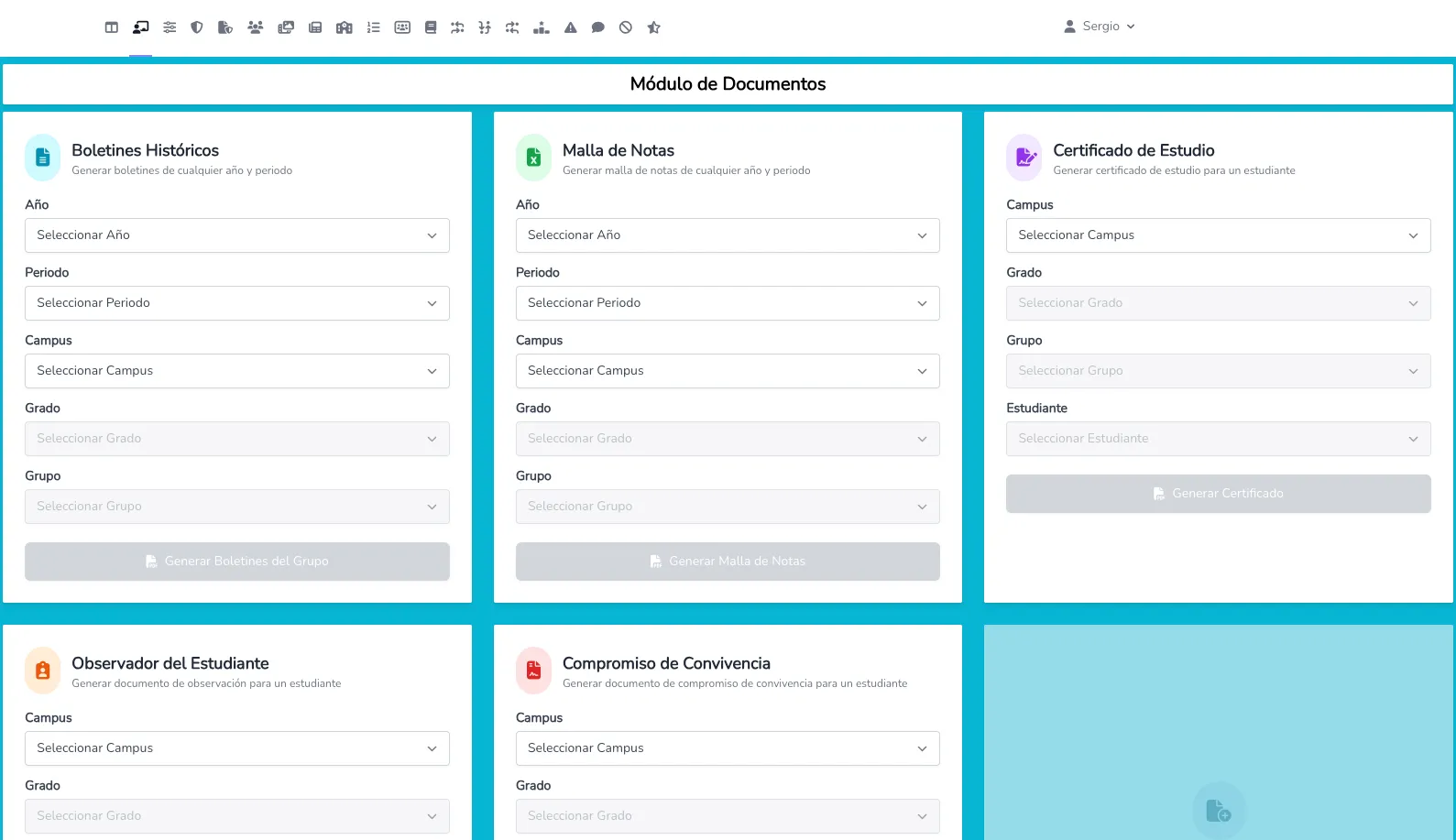 Academic software module for school grades and documents